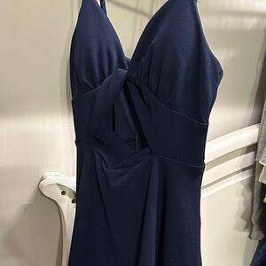Elegant Blue Sleeveless Mini Dress
